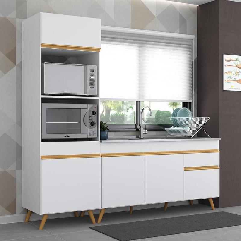 Armário de Cozinha Compacta Veneza GW Multimóveis MP2078 Branca